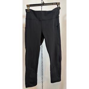 lululemon Run Inspire Crop Black Leggings Size 4 Back Zip Pocket Compression